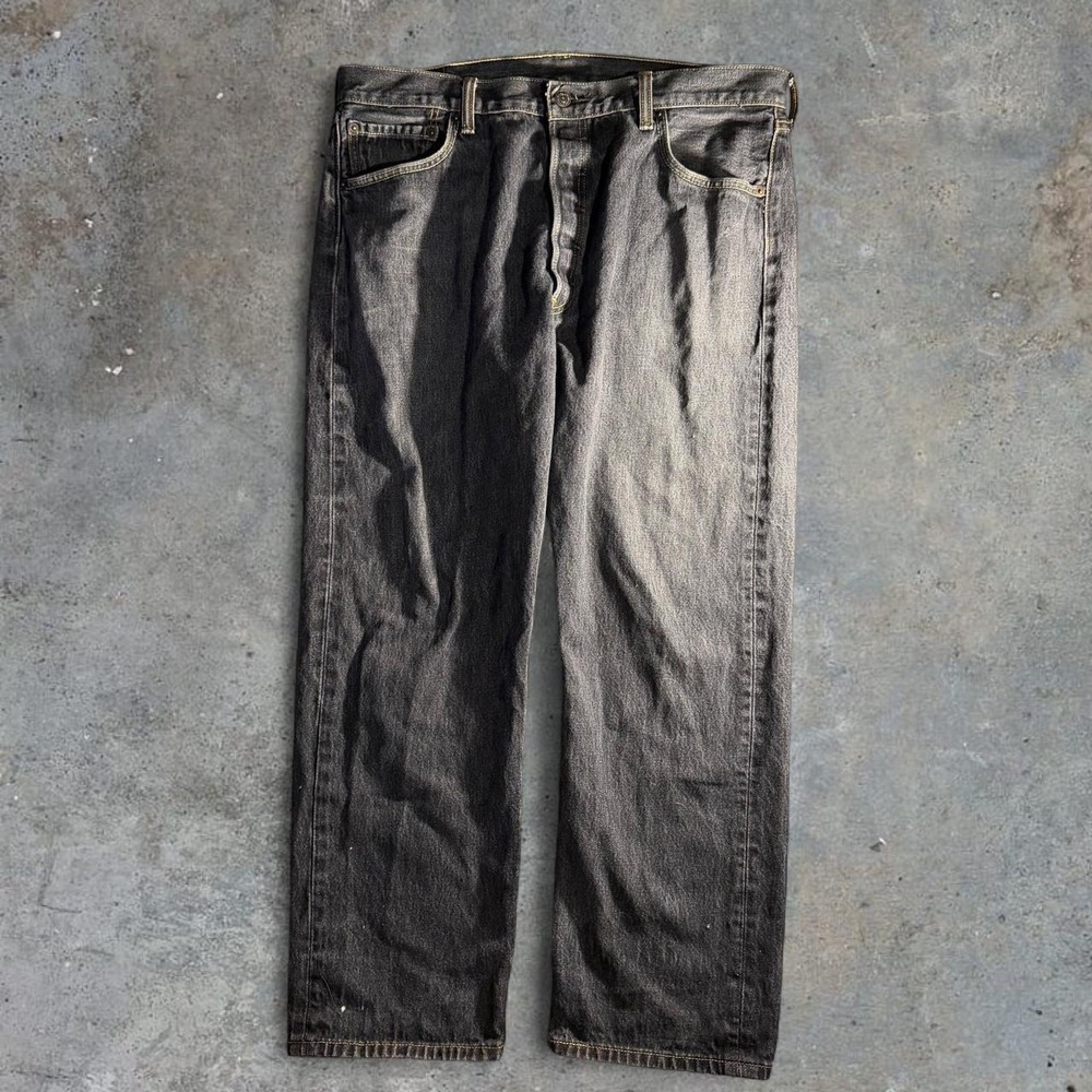 Levi's 501 Black Wash Straight Leg Jeans Made In Mexico Size 38x30 Y2K